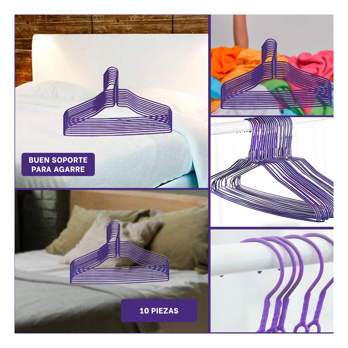 PACK2 SOPORTE PARA COLGAR ROPA Y ACCESORIOS INFANTILES 10 PIEZAS 29X19CM MORADO Y+PAPEL REGALO - 3