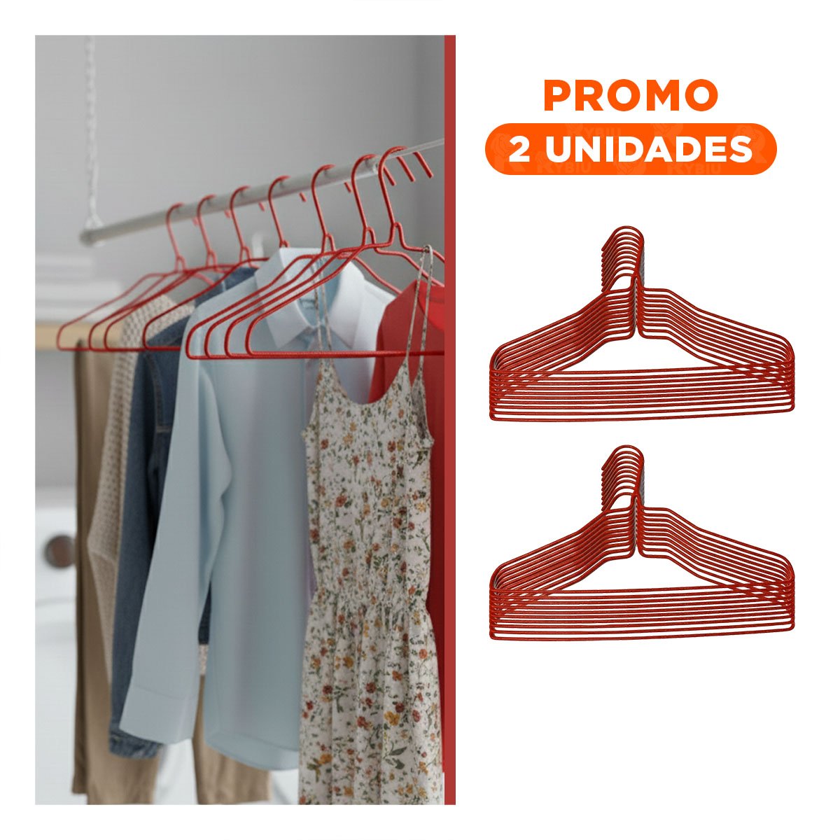 PACK2 PERCHERO PARA ORGANIZAR UNIFORMES INFANTILES 10 PIEZAS 29X19CM ROJO Y+REGALO STICKER - 1