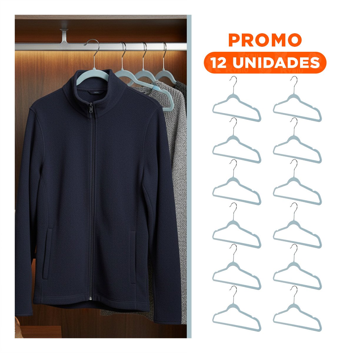 PACK12 PERCHA PARA CAMISAS Y CHAQUETAS INFANTILES 10 PIEZAS 29X19CM CELESTE - 1