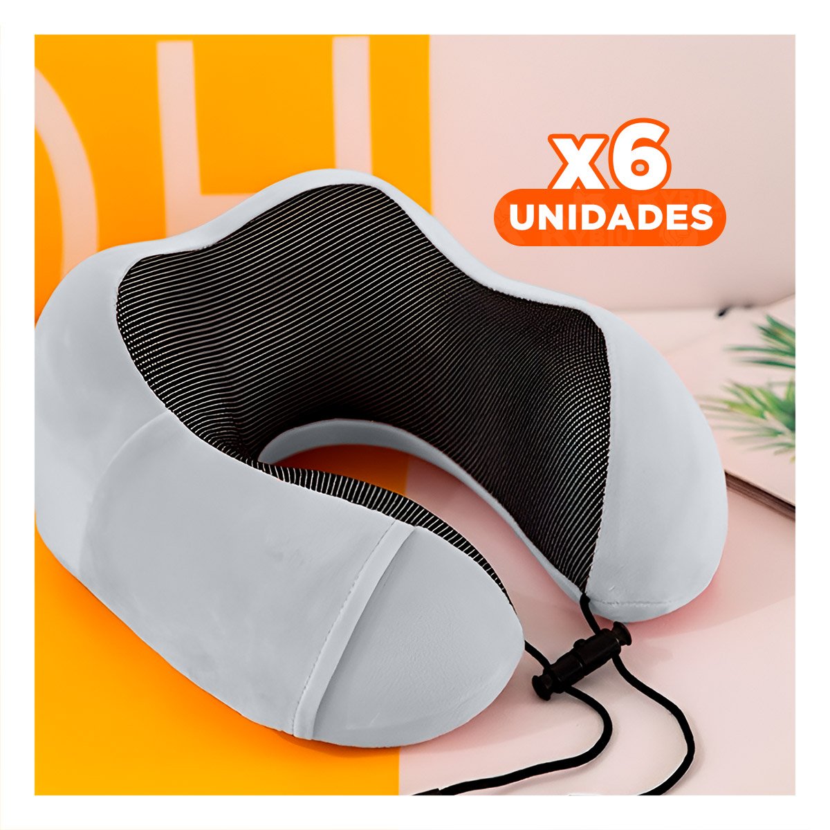 PACK6 APOYO DE CUELLO PLOMO PARA VIAJAR EN TERCIOPELO CON ESPUMA INTERIOR Y+PAPEL REGALO - 1