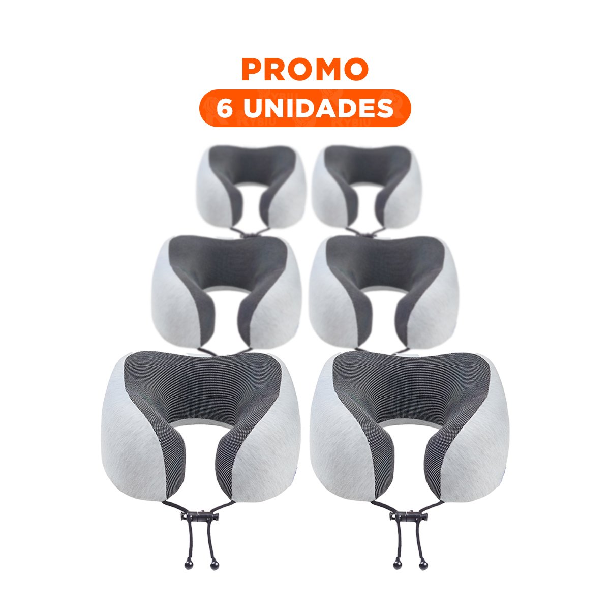 PACK6 DESCANSADOR DE CUELLO PARA VIAJAR EN TERCIOPELO PLOMO Y+REGALO STICKER - 1
