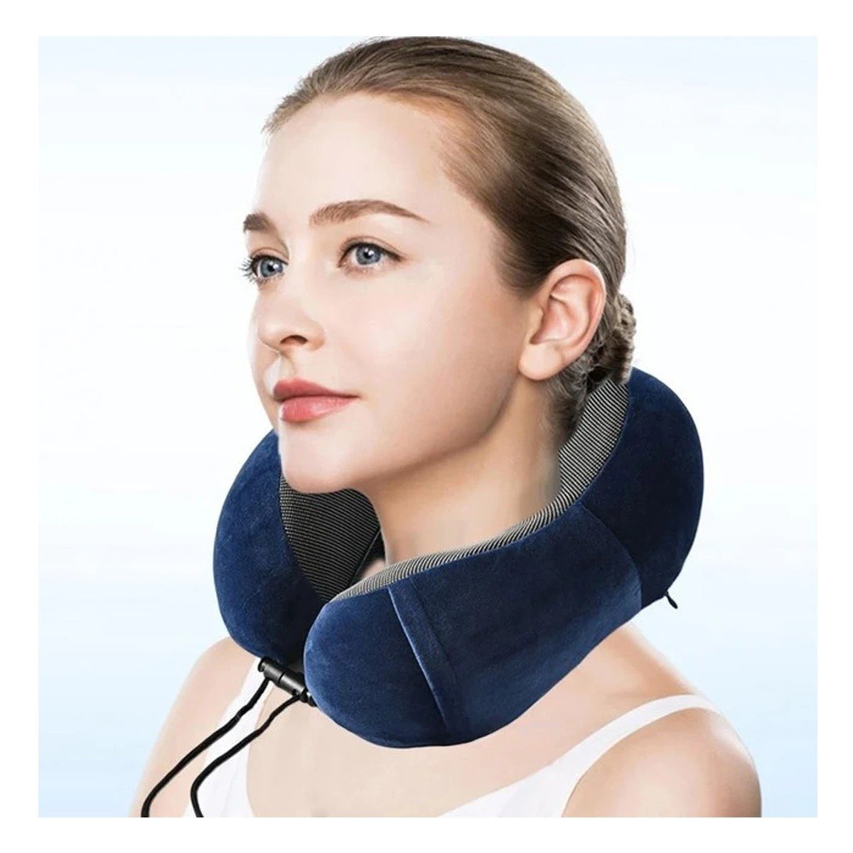 PACK6 SOPORTE DE CUELLO PARA TRAYECTOS DE VIAJE TERCIOPELO AZUL CON ESPUMA VISCOELASTICA - 3