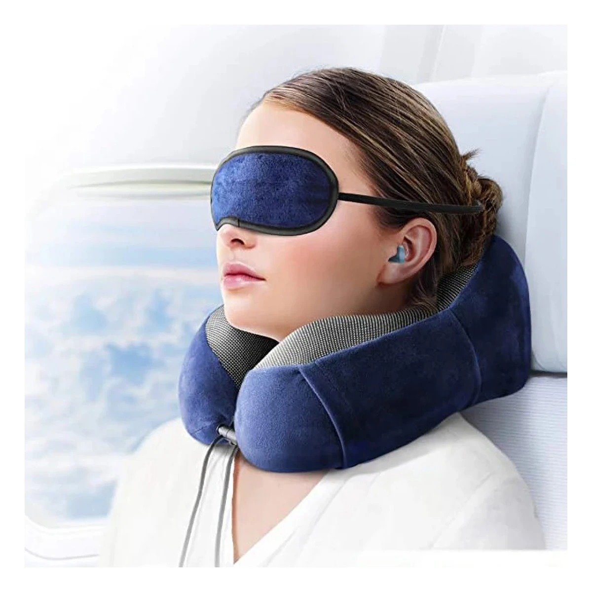 PACK6 SOPORTE DE CUELLO PARA TRAYECTOS DE VIAJE TERCIOPELO AZUL CON ESPUMA VISCOELASTICA - 5