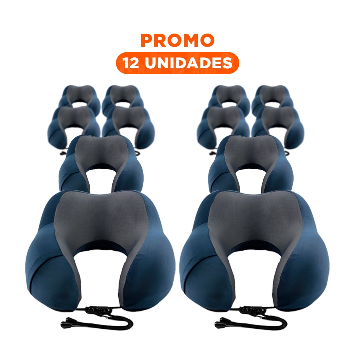 PACK12 DESCANSADOR CERVICAL DE VIAJE CON TERCIOPELO AZUL Y ESPUMA VISCOELASTICA INTERIOR - 1