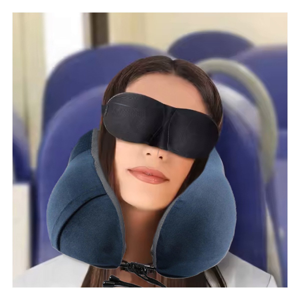 PACK6 APOYO DE CUELLO AZUL PARA VIAJAR EN TERCIOPELO CON ESPUMA INTERIOR Y+PAPEL REGALO - 5