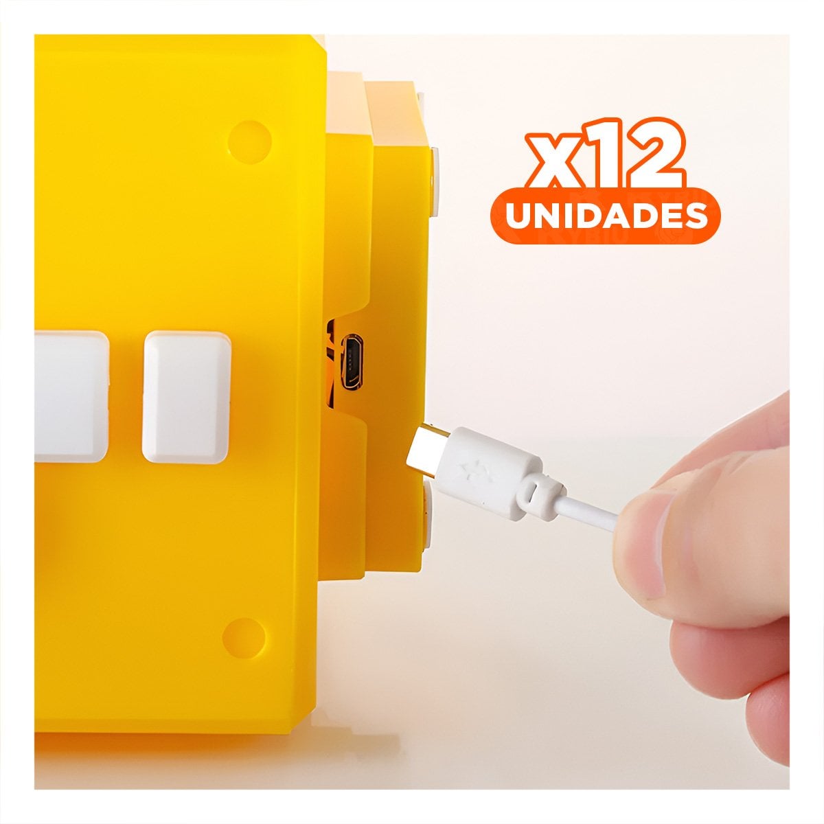PACK12 CUBO ILUMINADO AMARILLO CON SONIDO LED ESTILO PERSONAJE DE VIDEOJUEGO Y+PAPEL REGALO - 1