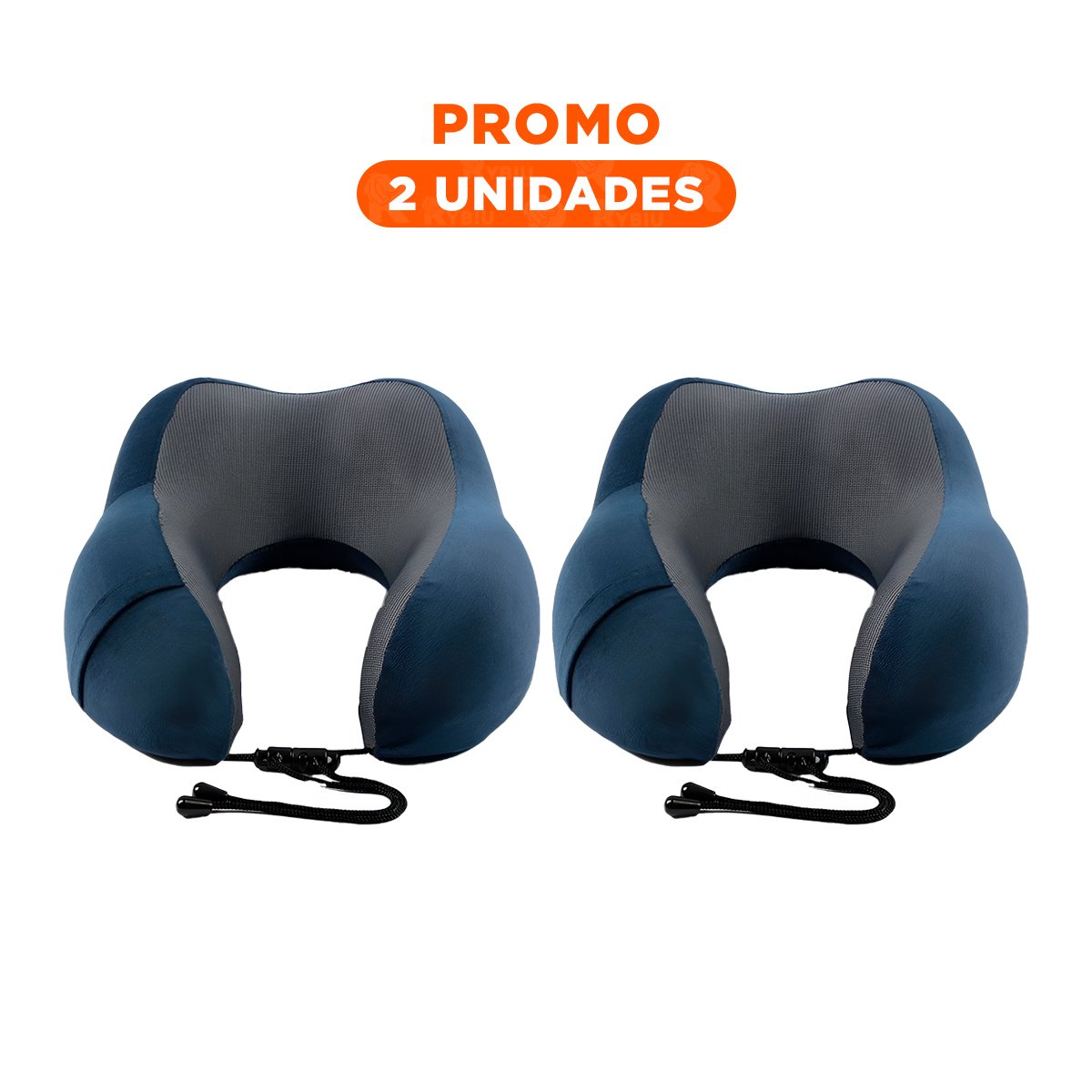 PACK2 COJIN PARA CUELLO EN VIAJE CON TERCIOPELO AZUL Y ESPUMA VISCOELASTICA Y+REGALO STICKER - 1