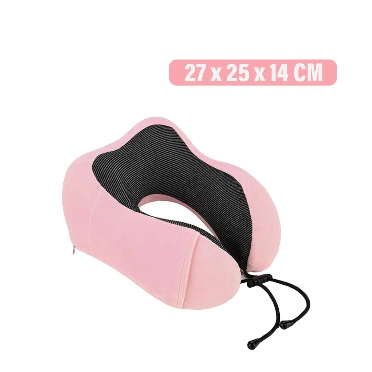 PACK4 COJIN DE DESCANSO CERVICAL PARA VIAJAR TERCIOPELO ROSADO CON ESPUMA INTERNA - 4