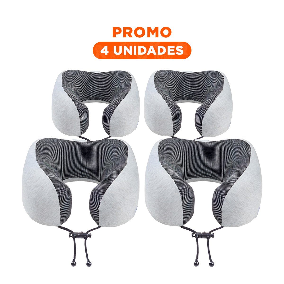 PACK4 COJIN DE DESCANSO CERVICAL PARA VIAJAR TERCIOPELO PLOMO CON ESPUMA INTERNA - 1