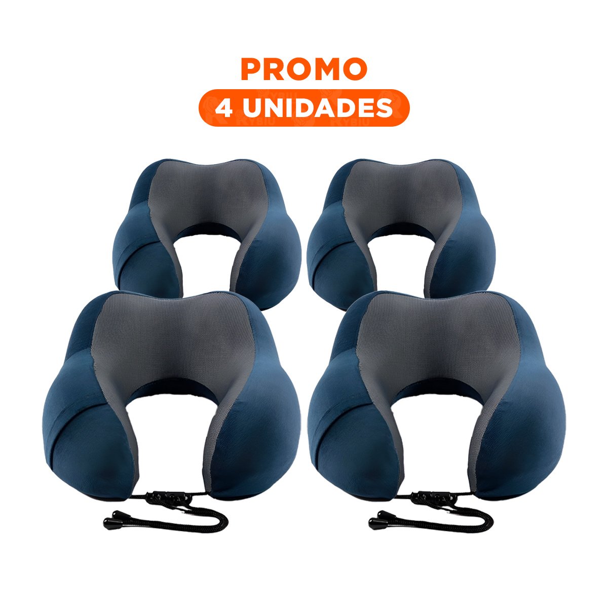 PACK4 COJIN DE DESCANSO CERVICAL PARA VIAJAR TERCIOPELO AZUL CON ESPUMA INTERNA - 1