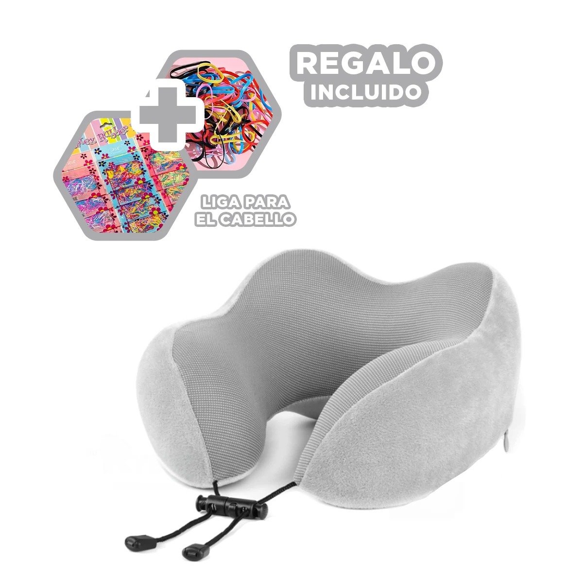 ALMOHADA DE CUELLO TERCIOPELO CON INTERIOR DE ESPUMA VISCOELASTICA PLOMO Y+LIGAS REGALO - 2