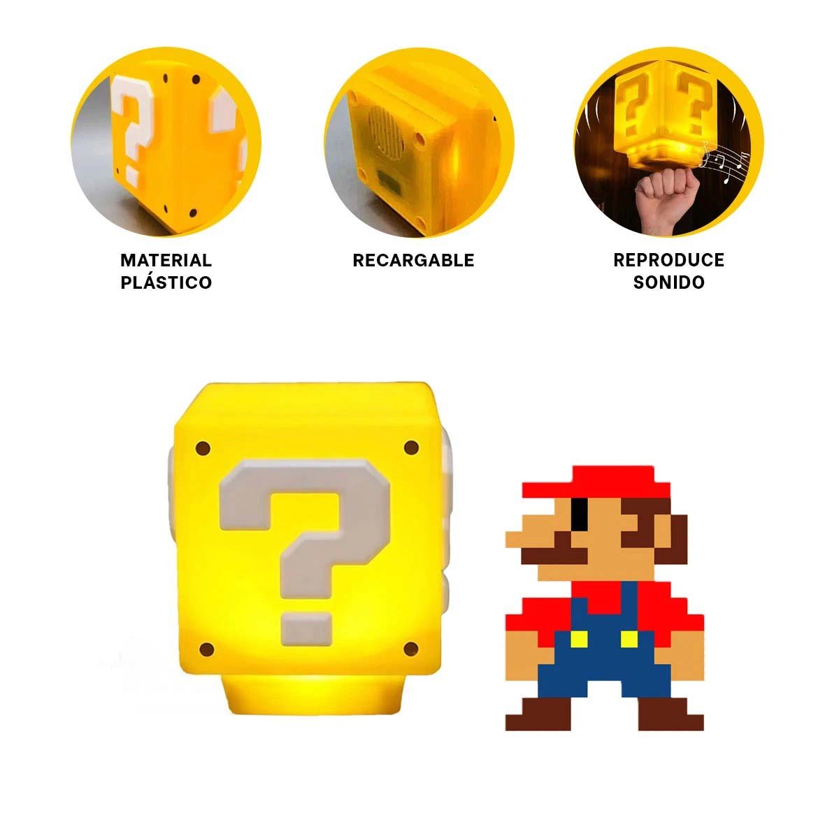LAMPARA AMARILLO LED CON SONIDO EN CUBO BASADO EN PERSONAJE DE VIDEOJUEGO Y+PAPEL REGALO - 5