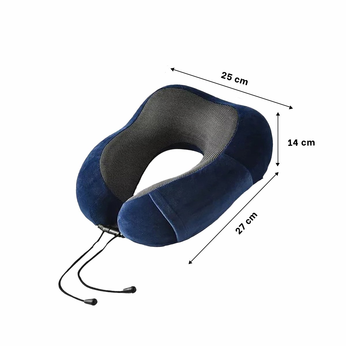 PACK4 COJIN DE CUELLO PARA VIAJES EN TERCIOPELO AZUL CON ESPUMA VISCOELASTICA Y+PAPEL REGALO - 4