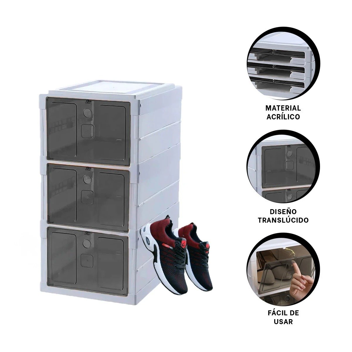 ZAPATERA PLEGABLE DE 3 NIVELES COLOR BLANCO CON TAPA NEGRA Y+PAPEL REGALO - 5