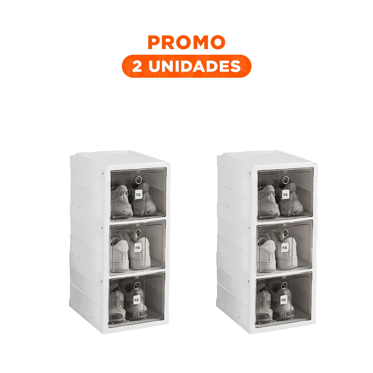 PACK2 ORGANIZADOR DE TRES NIVELES PARA ZAPATOS CON ESTRUCTURA BLANCA Y NEGRA Y+REGALO STICKER - 1