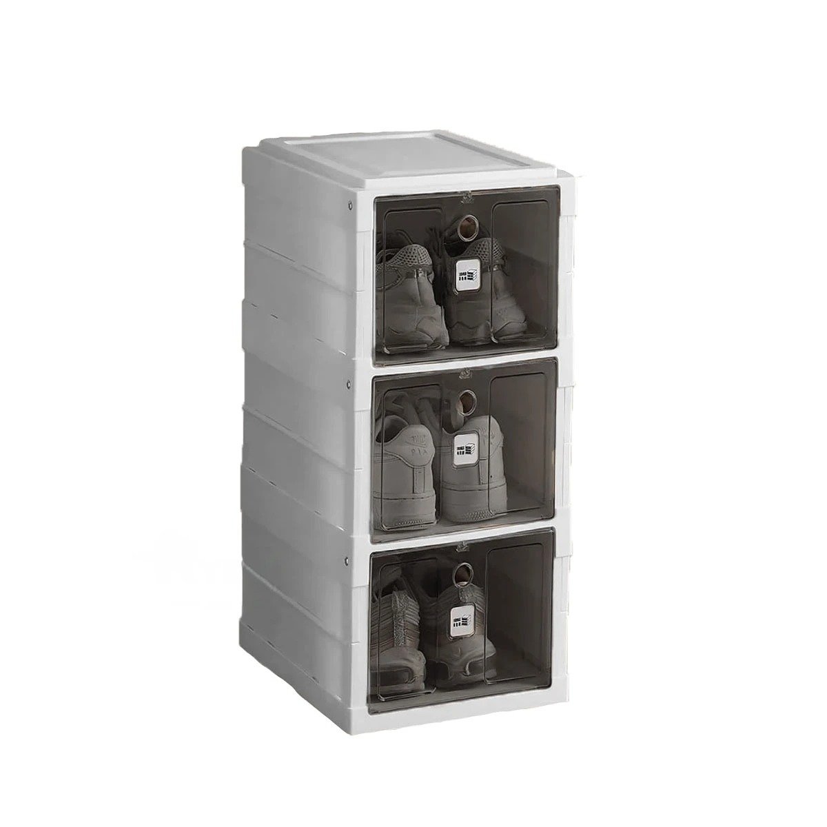 PACK2 ORGANIZADOR DE TRES NIVELES PARA ZAPATOS CON ESTRUCTURA BLANCA Y NEGRA Y+REGALO STICKER - 2