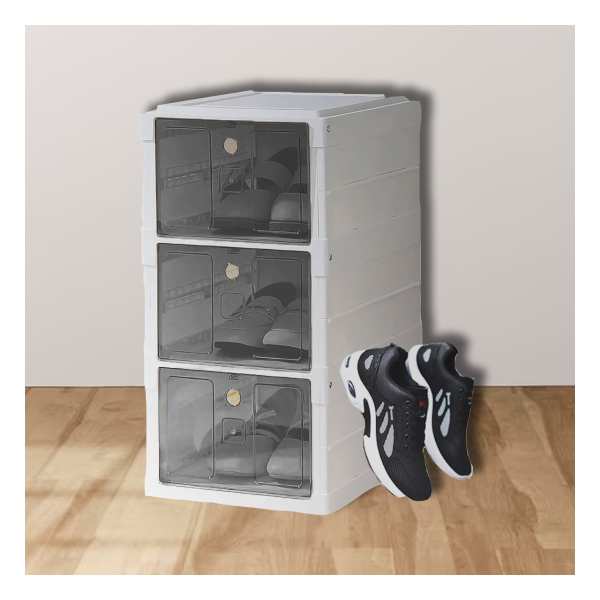 PACK2 ORGANIZADOR DE TRES NIVELES PARA ZAPATOS CON ESTRUCTURA BLANCA Y NEGRA Y+REGALO STICKER - 3