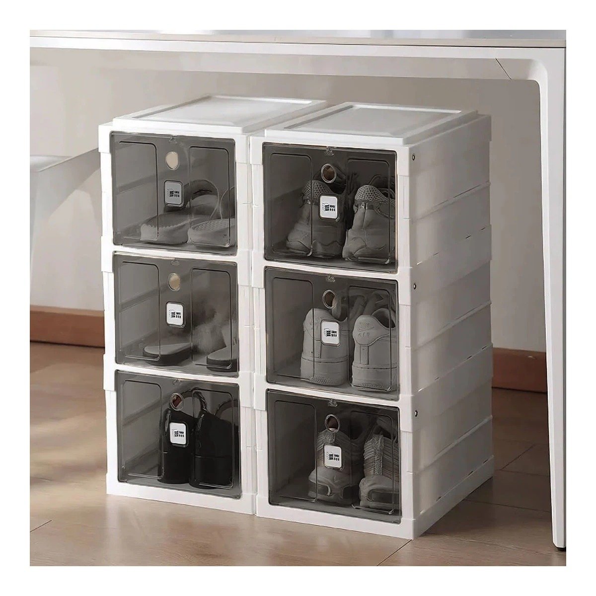 ZAPATERA BLANCA PLEGABLE DE 3 NIVELES CON CUBIERTA NEGRA Y+REGALO STICKER - 5