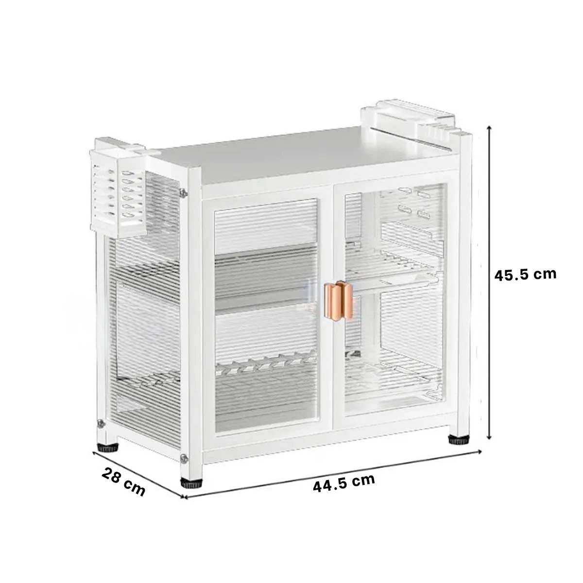 ESCURRIDOR DE PLATOS CON PUERTAS DE 2 NIVELES Y SOPORTE PARA UTENSILIOS BLANCO - 4