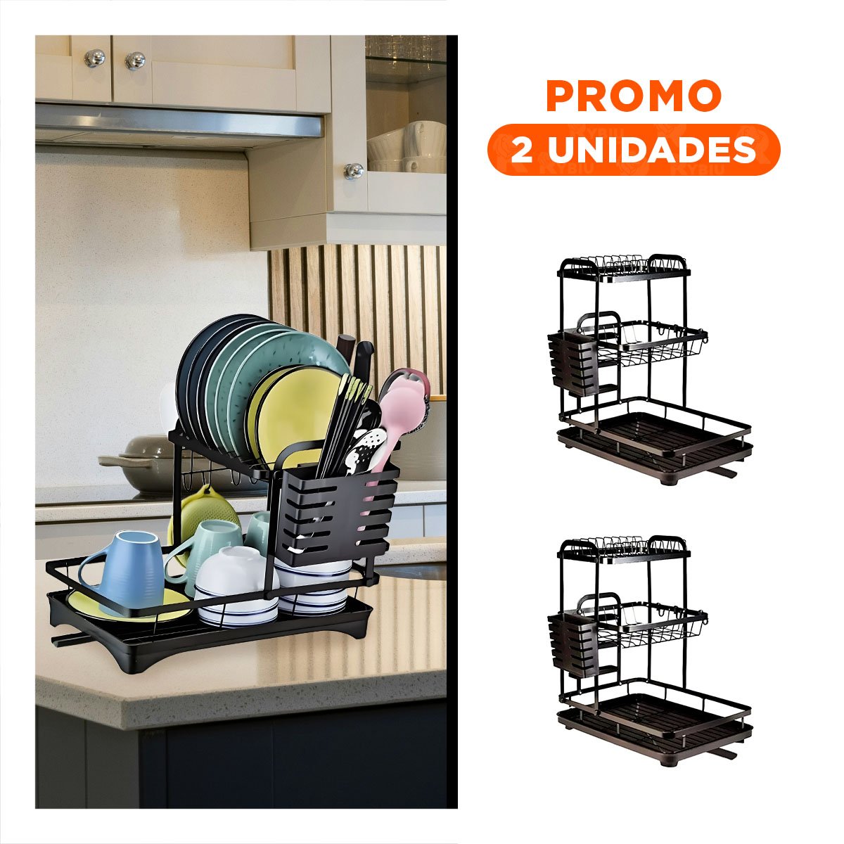 PACK2 SOPORTE NEGRO CON ESTRUCTURA FUNCIONAL Y SISTEMA DE DRENAJE Y+REGALO STICKER - 1