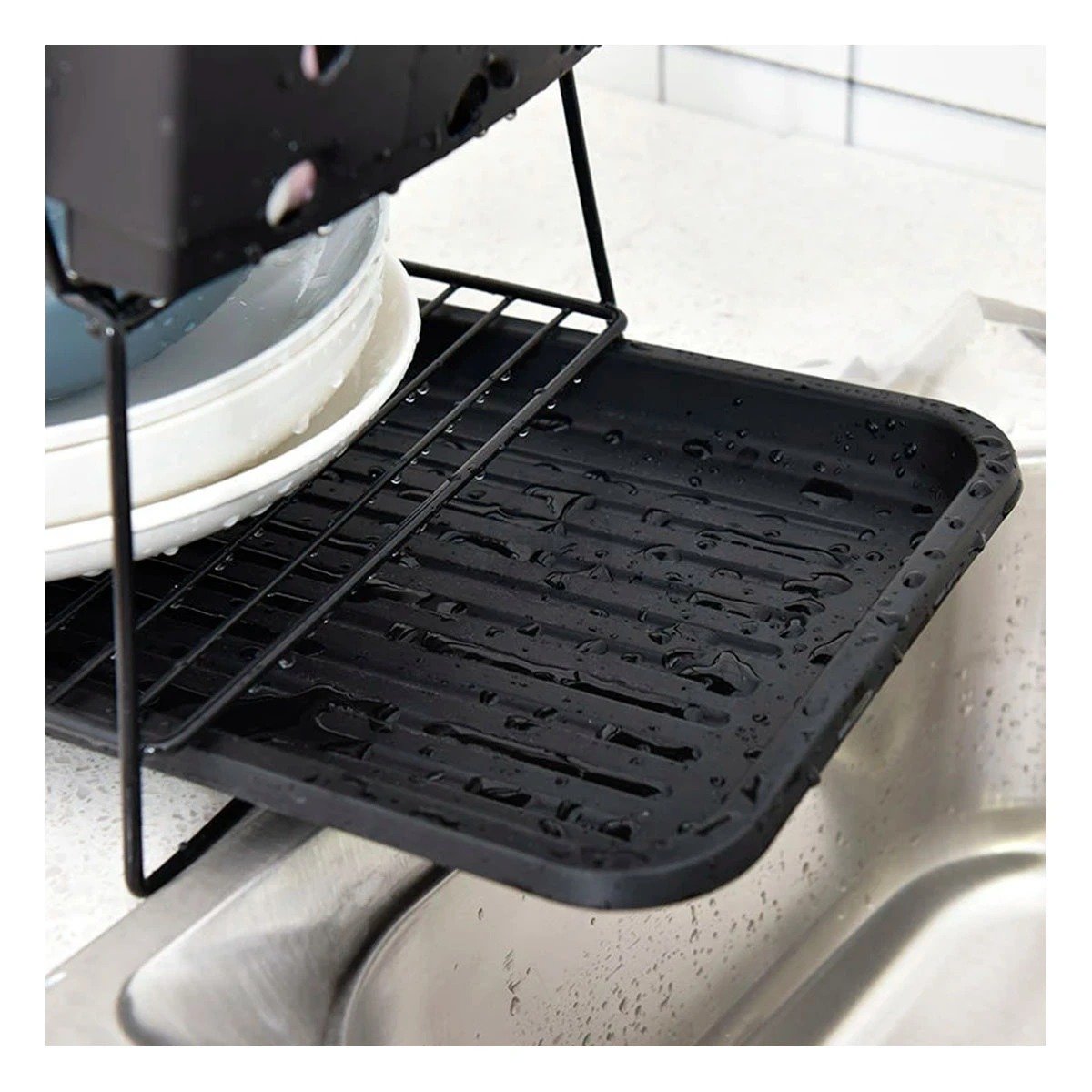 PACK2 ORGANIZADOR DE COCINA NEGRO CON AREA PARA UTENSILIOS Y+PAPEL REGALO - 5