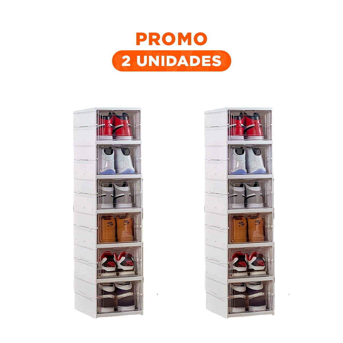 PACK2 ORGANIZADOR PLEGABLE DOMESTICO PARA CALZADO EN COLOR BLANCO Y+REGALO STICKER - 1