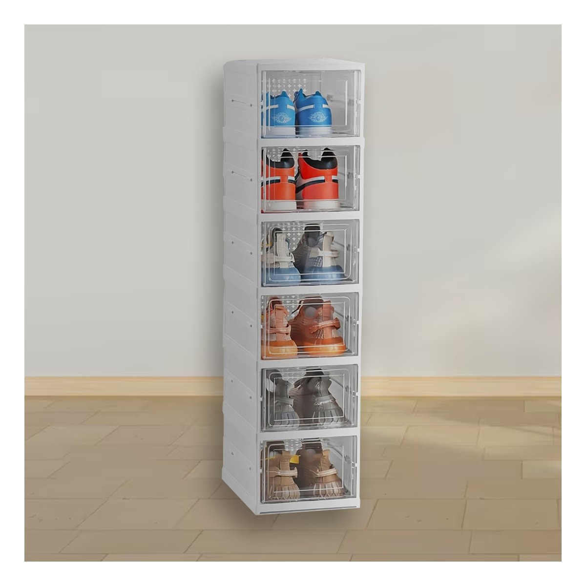 PACK2 ORGANIZADOR PLEGABLE DOMESTICO PARA CALZADO EN COLOR BLANCO Y+REGALO STICKER - 3