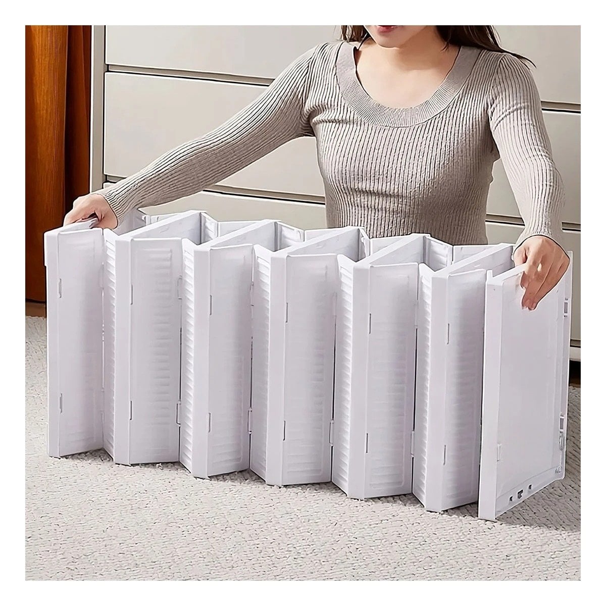 ZAPATERA BLANCA CON 6 NIVELES PLEGABLES Y TAPA PARA ALMACENAMIENTO Y+PAPEL REGALO - 1