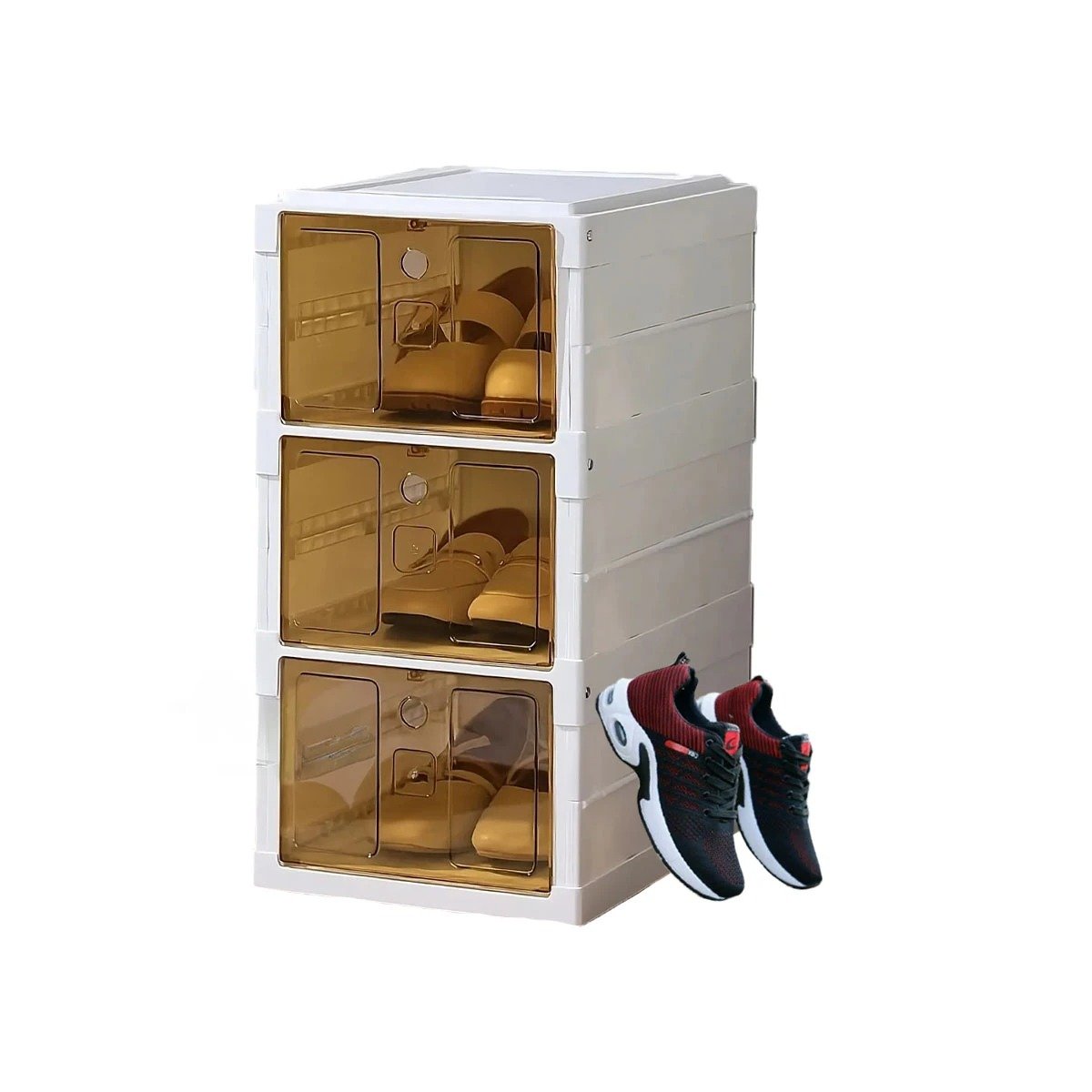 PACK4 ESTANTE PARA CALZADO CON ESTRUCTURA PLEGABLE BLANCA Y AMBAR Y+PAPEL REGALO - 3