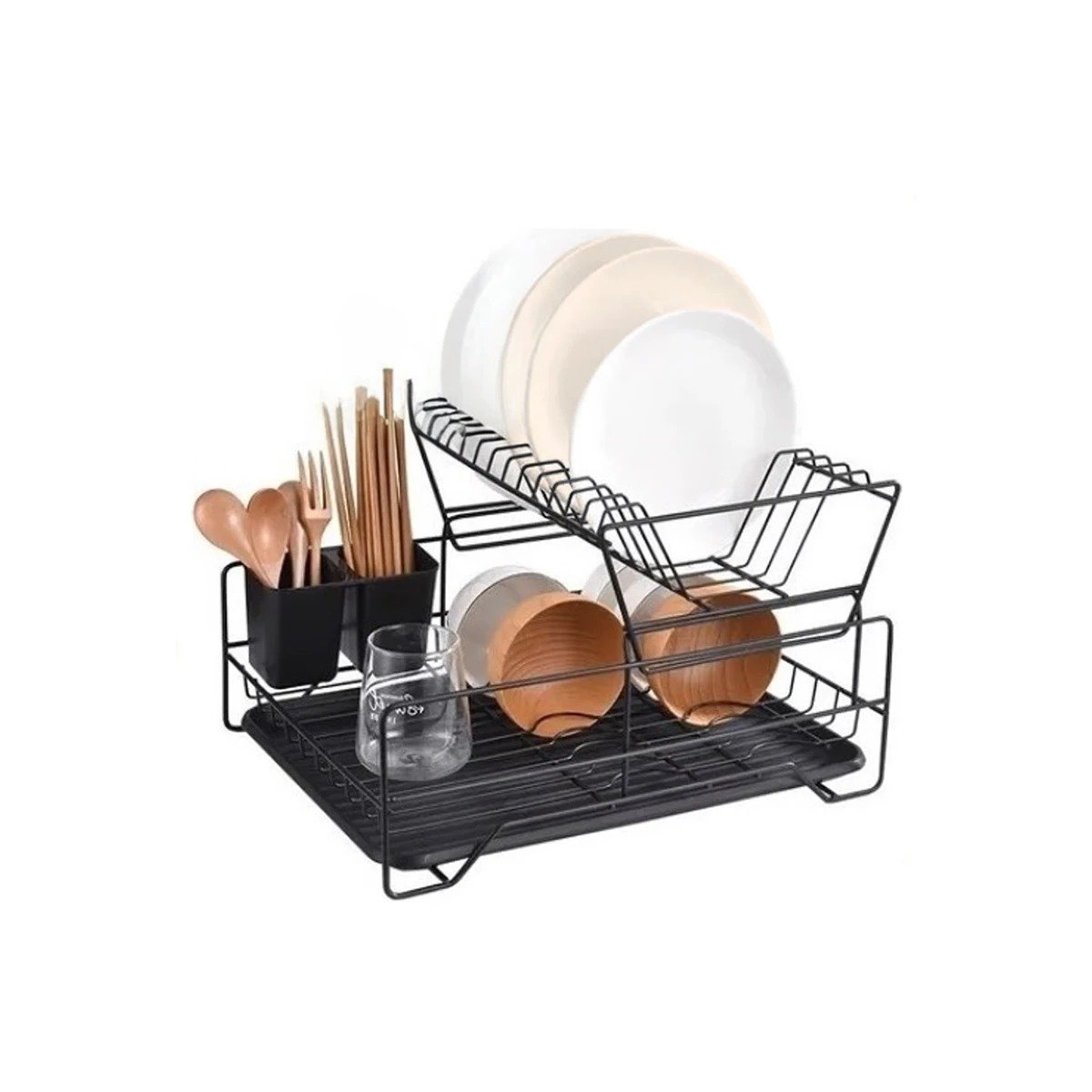 ESCURRIDOR DE PLATOS DE COLOR NEGRO CON PUERTAS LATERALES Y BANDEJAS INTERIORES Y+LIGAS REGALO - 5