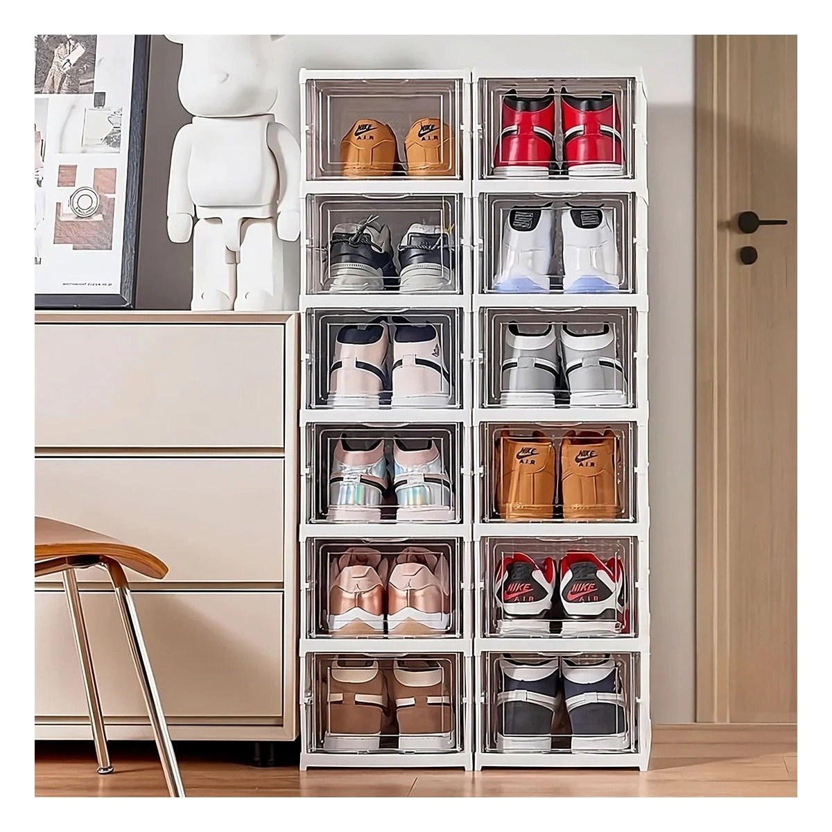PACK2 ORGANIZADOR BLANCO CON TAPA Y SEIS NIVELES PARA ZAPATOS Y+PAPEL REGALO - 2