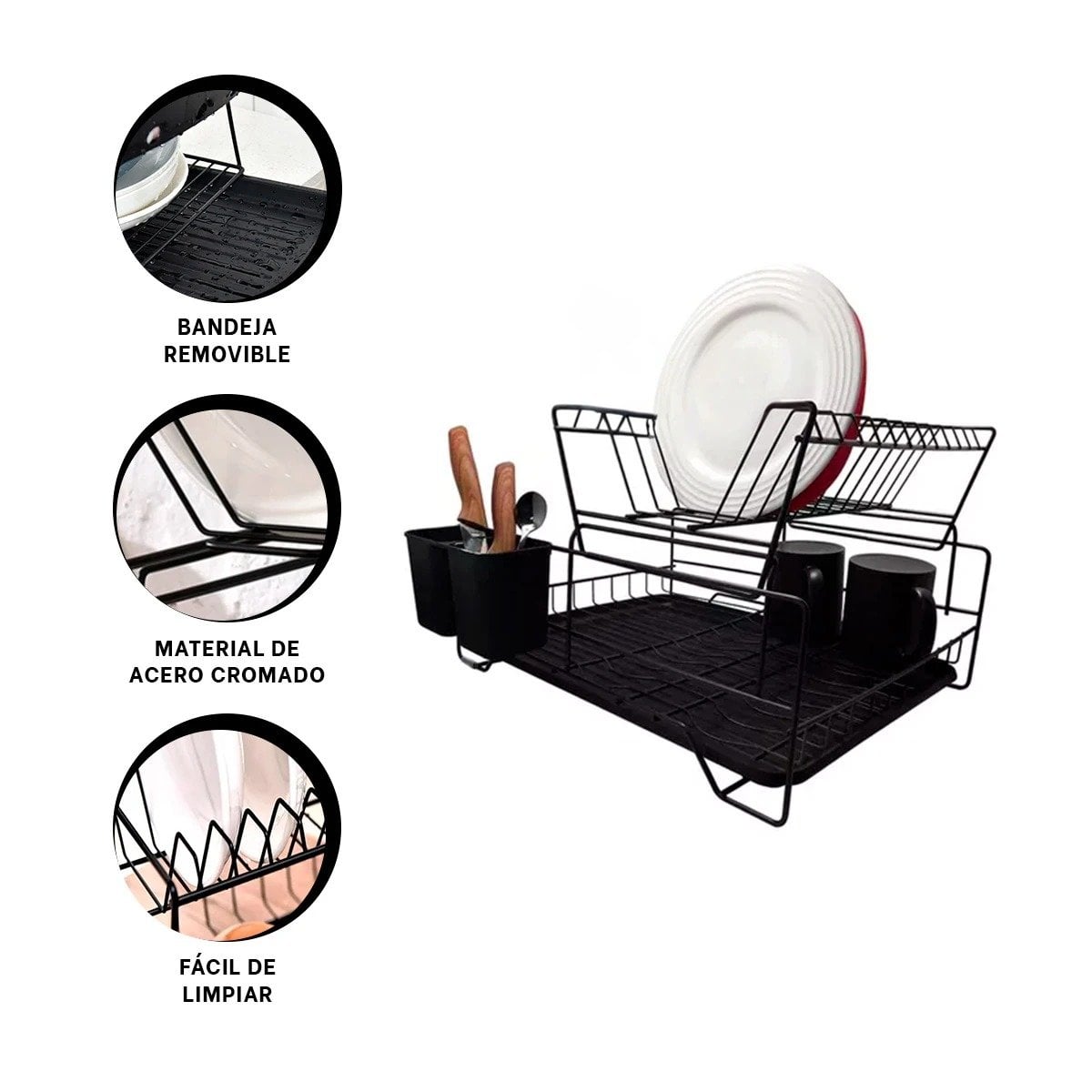 ESCURRIDOR CON PUERTAS DE 2 NIVELES Y ORGANIZACION INTERIOR DE COLOR NEGRO Y+POST IT - 5