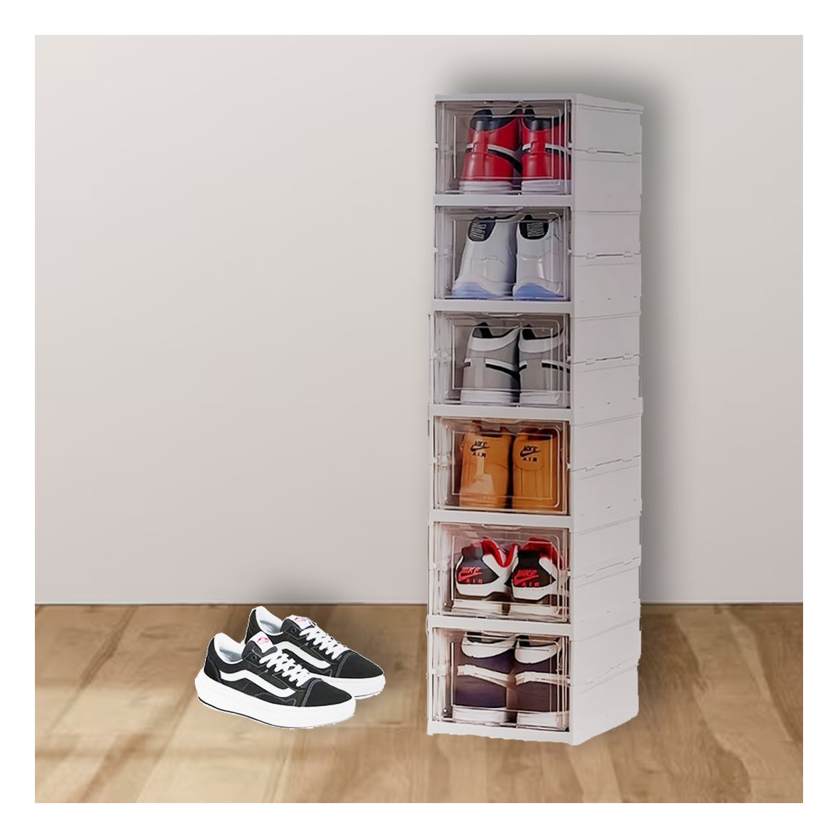 ZAPATERA PLEGABLE DE 6 NIVELES CON TAPA ORGANIZADORA DE ALMACENAMIENTO BLANCO - 5