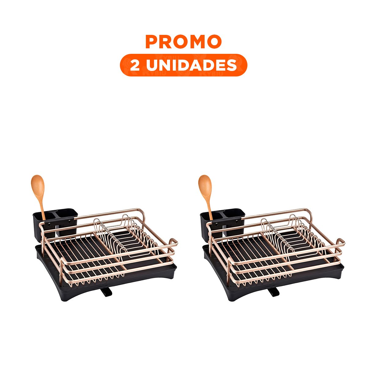 PACK2 ORGANIZADOR ORO ROSA PARA PLATOS CON AREA PARA UTENSILIOS Y+REGALO STICKER - 1