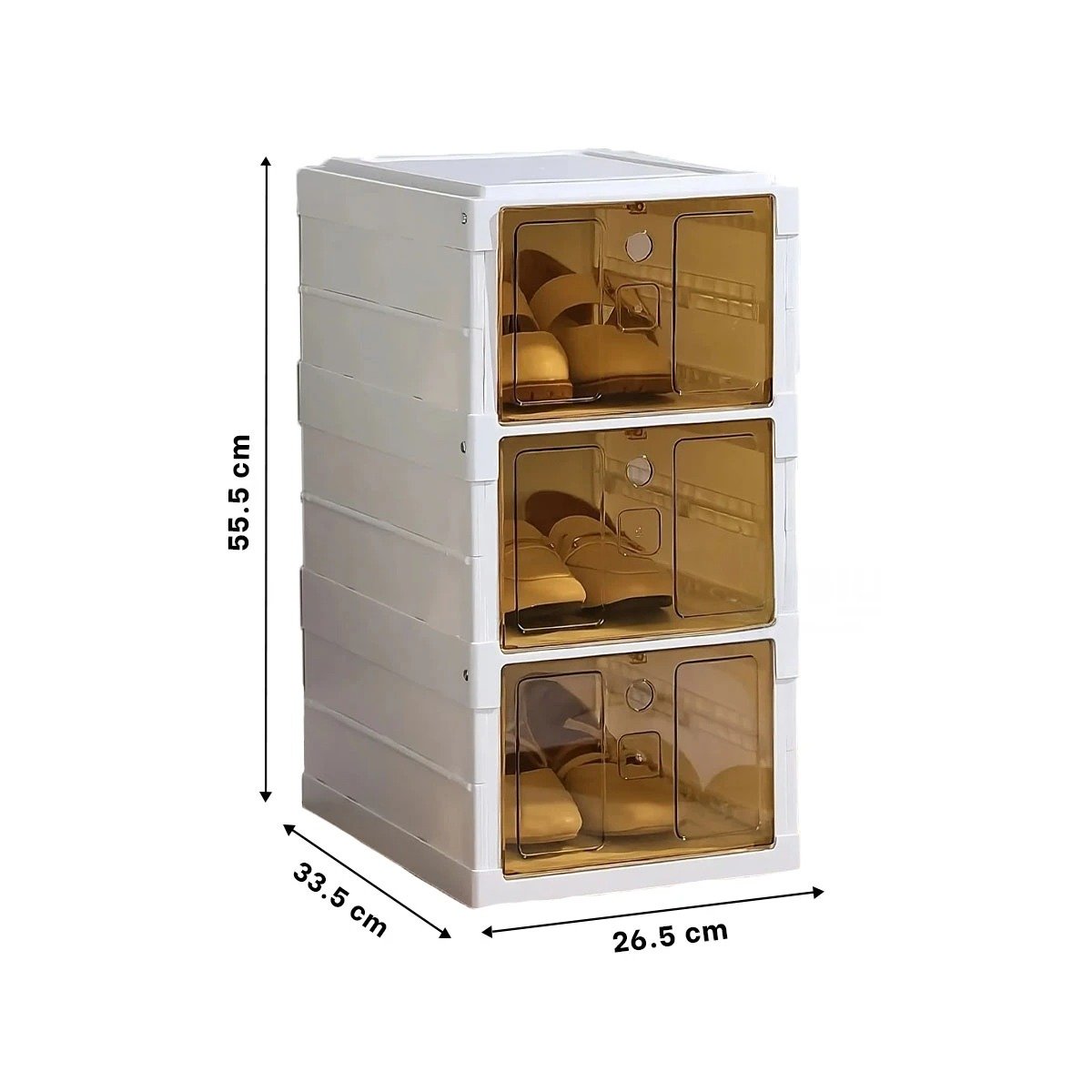PACK4 ESTANTE BLANCO PLEGABLE DE TRES NIVELES CON TAPA AMBAR - 4