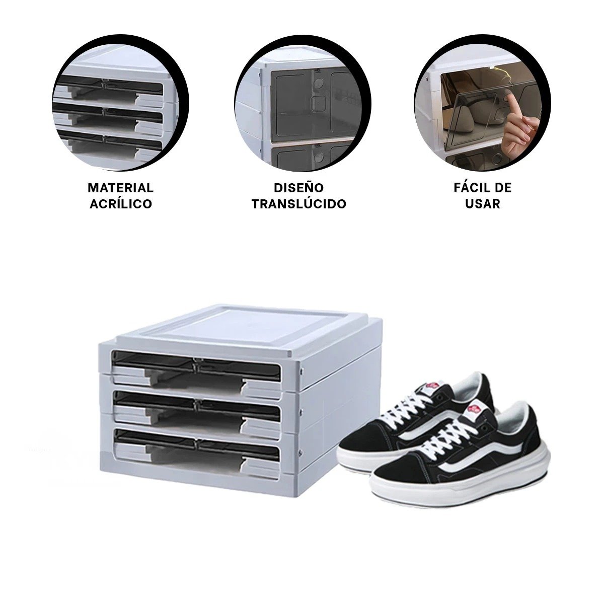 ZAPATERA PLEGABLE BLANCA CON TRES NIVELES Y TAPA EN NEGRO Y+POST IT - 5