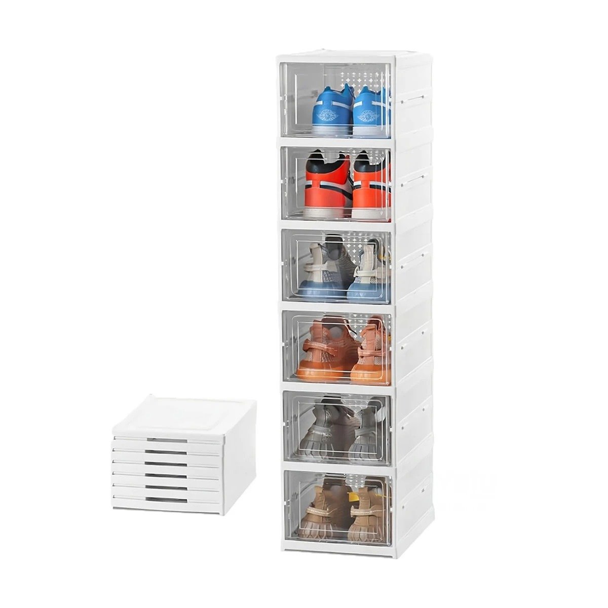 ZAPATERA PLEGABLE BLANCA DE 6 NIVELES CON SISTEMA ORGANIZADOR Y+LIGAS REGALO - 5