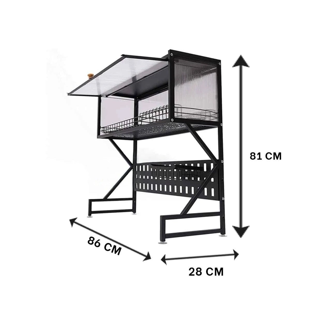 ESCURRIDOR DE PLATOS PARA LAVADERO DE COCINA CON GABINETE SUPERIOR Y PUERTA NEGRO - 4