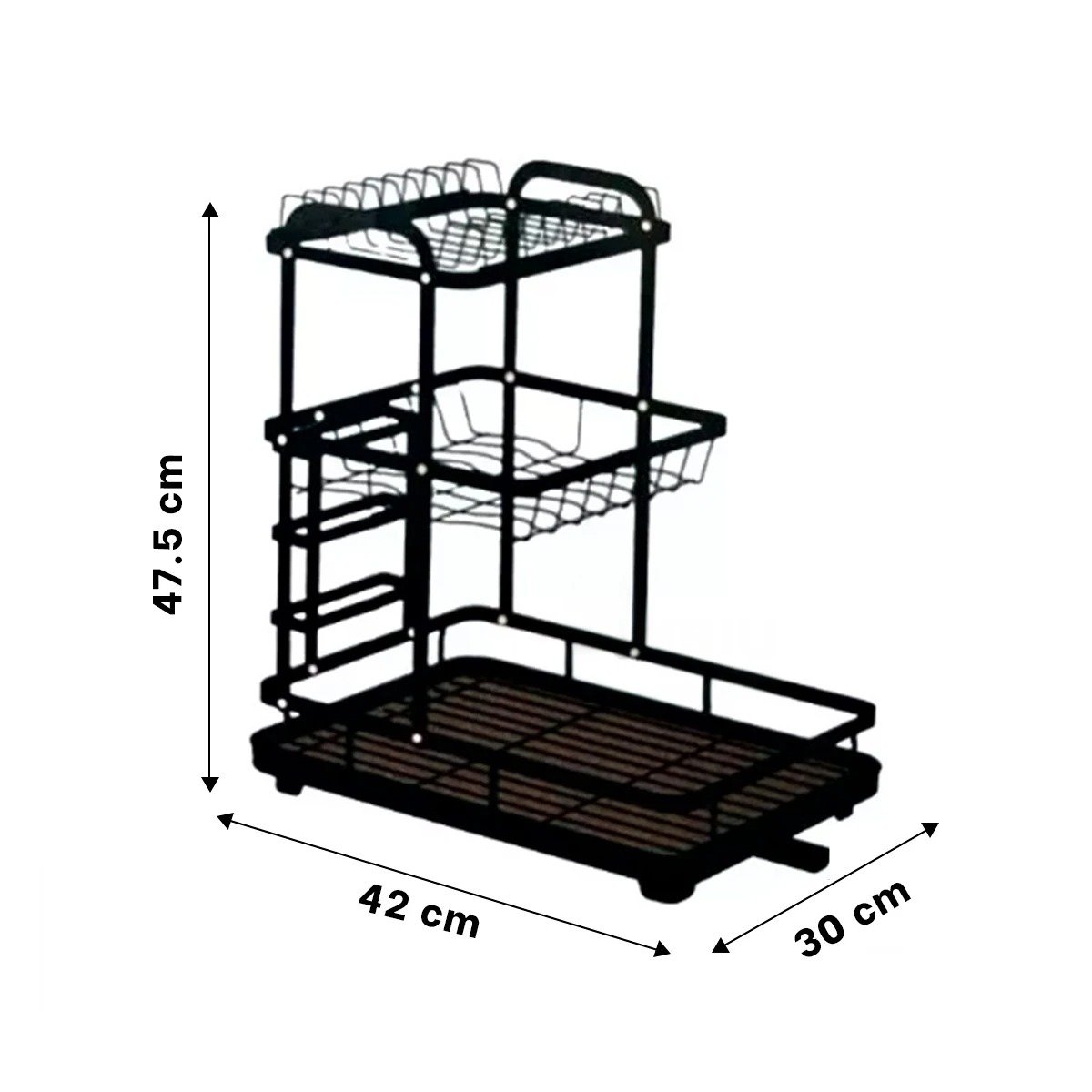 ESCURRIDOR DE COCINA CON 3 NIVELES SISTEMA DE DRENAJE Y SOPORTE NEGRO Y+REGALO STICKER - 4
