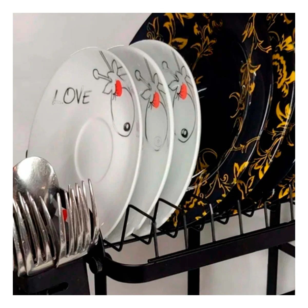 ESCURRIDOR DE COCINA CON 3 NIVELES SISTEMA DE DRENAJE Y SOPORTE NEGRO Y+REGALO STICKER - 5