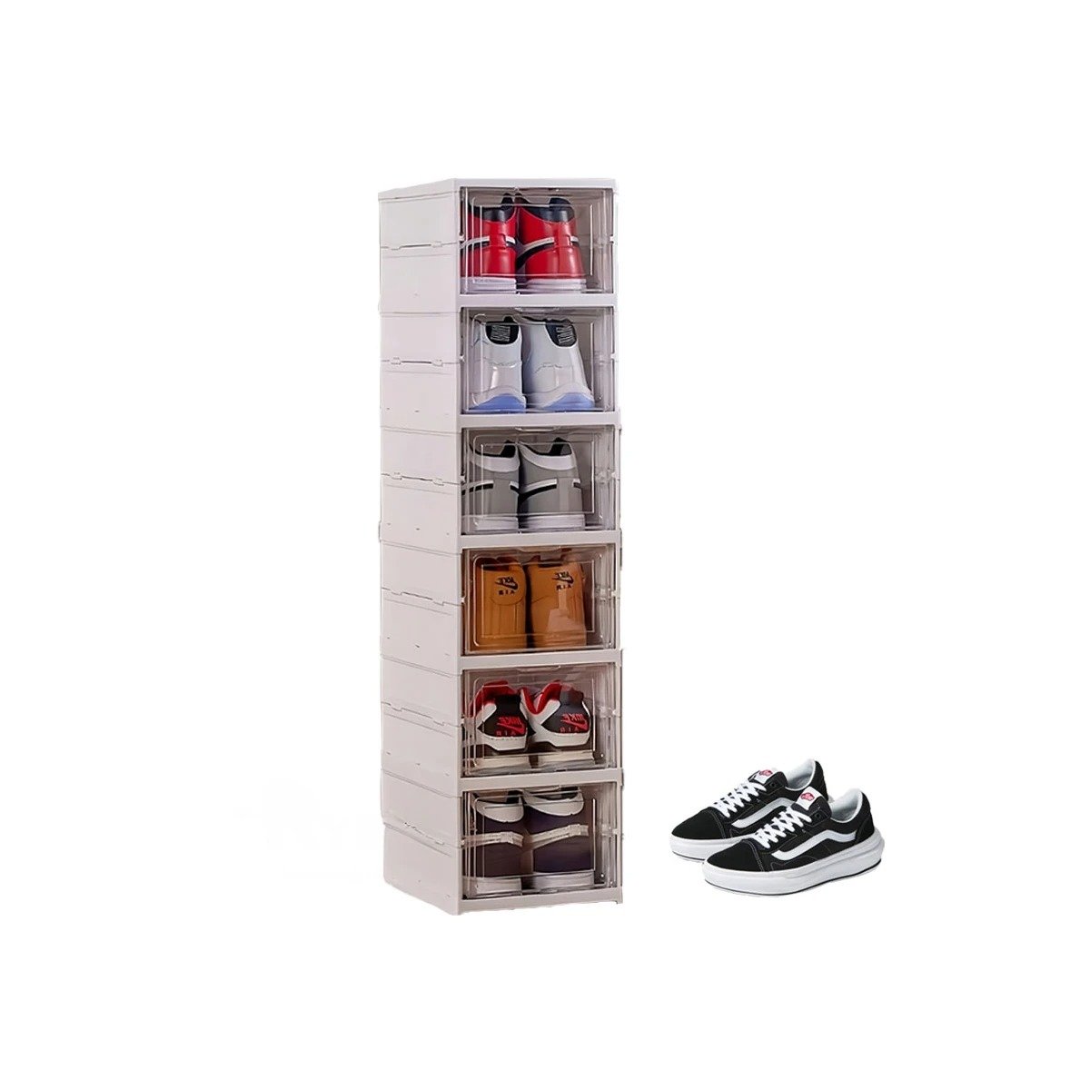 ZAPATERA DE ALMACENAMIENTO PLEGABLE CON TAPA Y 6 NIVELES EN COLOR BLANCO Y+REGALO STICKER - 1