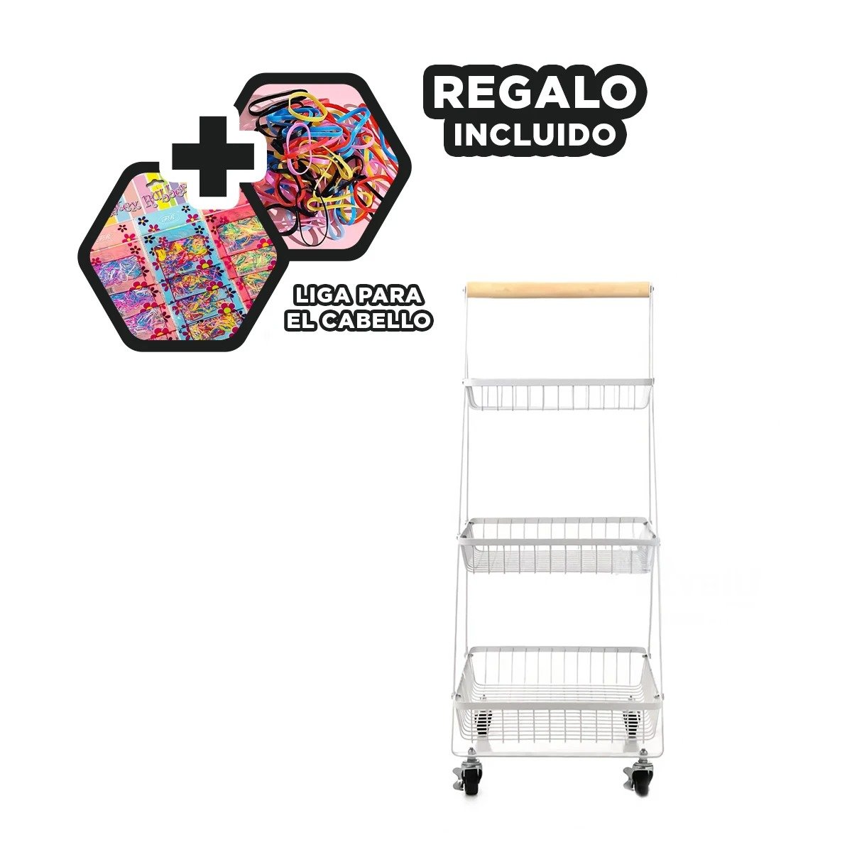 ESTANTE TRIANGULAR BLANCO CON RUEDAS Y DISTRIBUCION DE 3 NIVELES EN A Y+LIGAS REGALO - 2