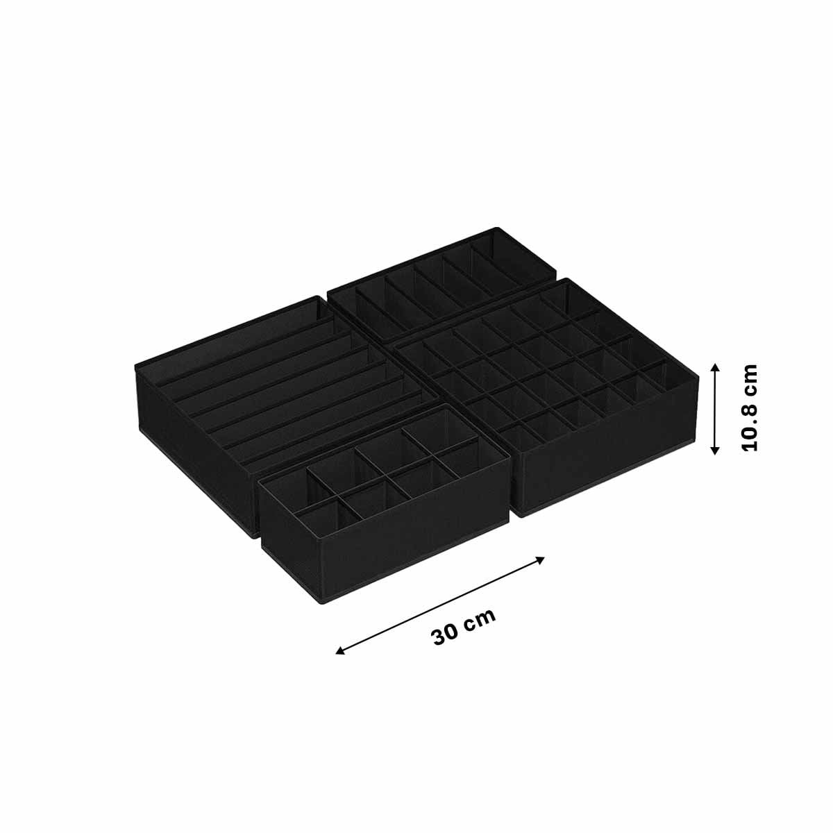 SET DE 4 ORGANIZADORES DE CAJON PARA ROPA INTERIOR EN COLOR NEGRO - 4