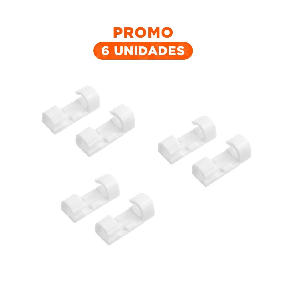 PACK6 SOPORTES ORGANIZADORES DE CABLES CON 16 PIEZAS PARA HOGAR COLOR BLANCO Y+REGALO STICKER - 1