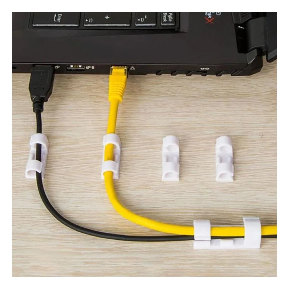 PACK6 SOPORTES ORGANIZADORES DE CABLES CON 16 PIEZAS PARA HOGAR COLOR BLANCO Y+REGALO STICKER - 5