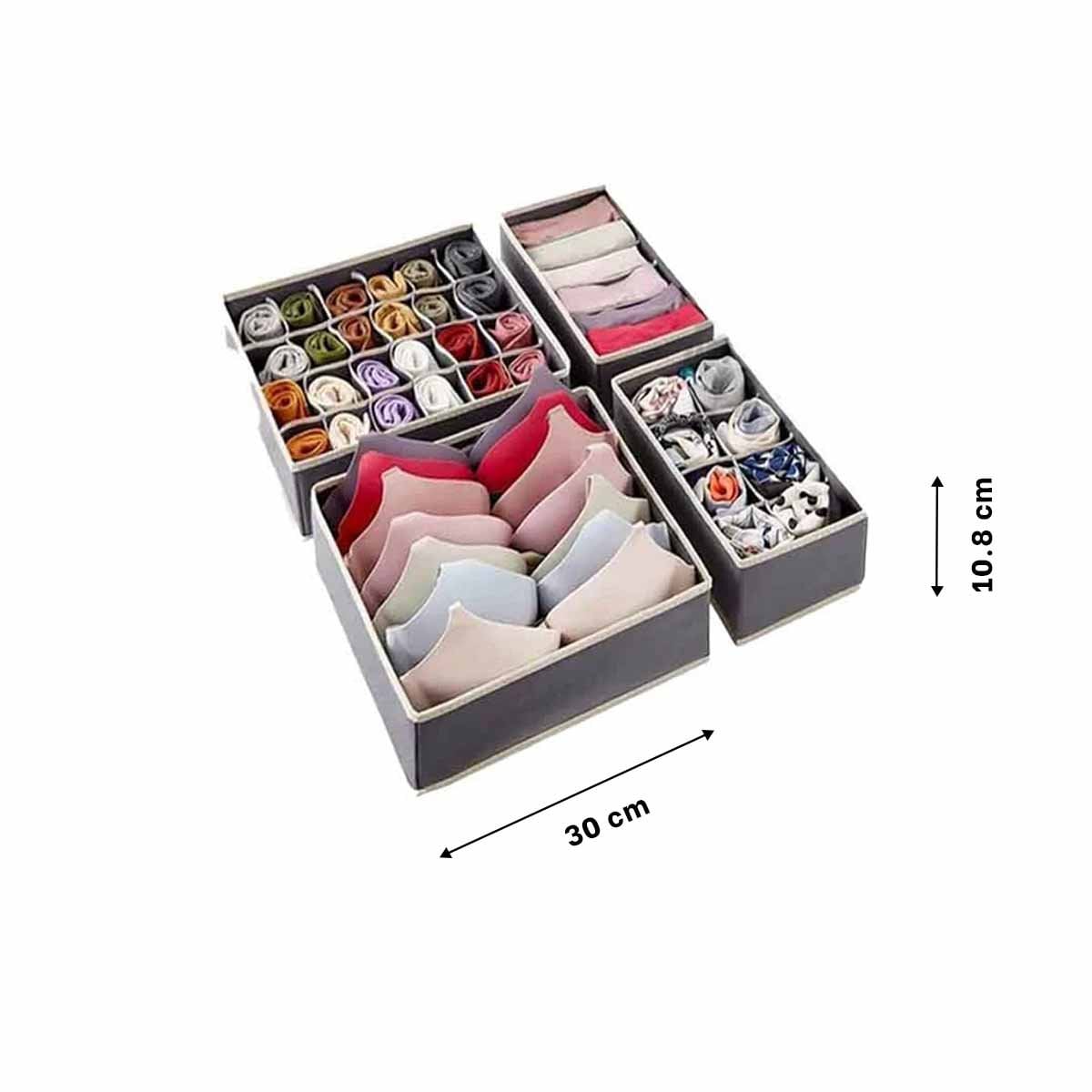 PACK6 CONTENEDOR DE CAJON CON ACABADO PLOMO Y BEIGE PARA ROPA INTERIOR Y+REGALO STICKER - 4