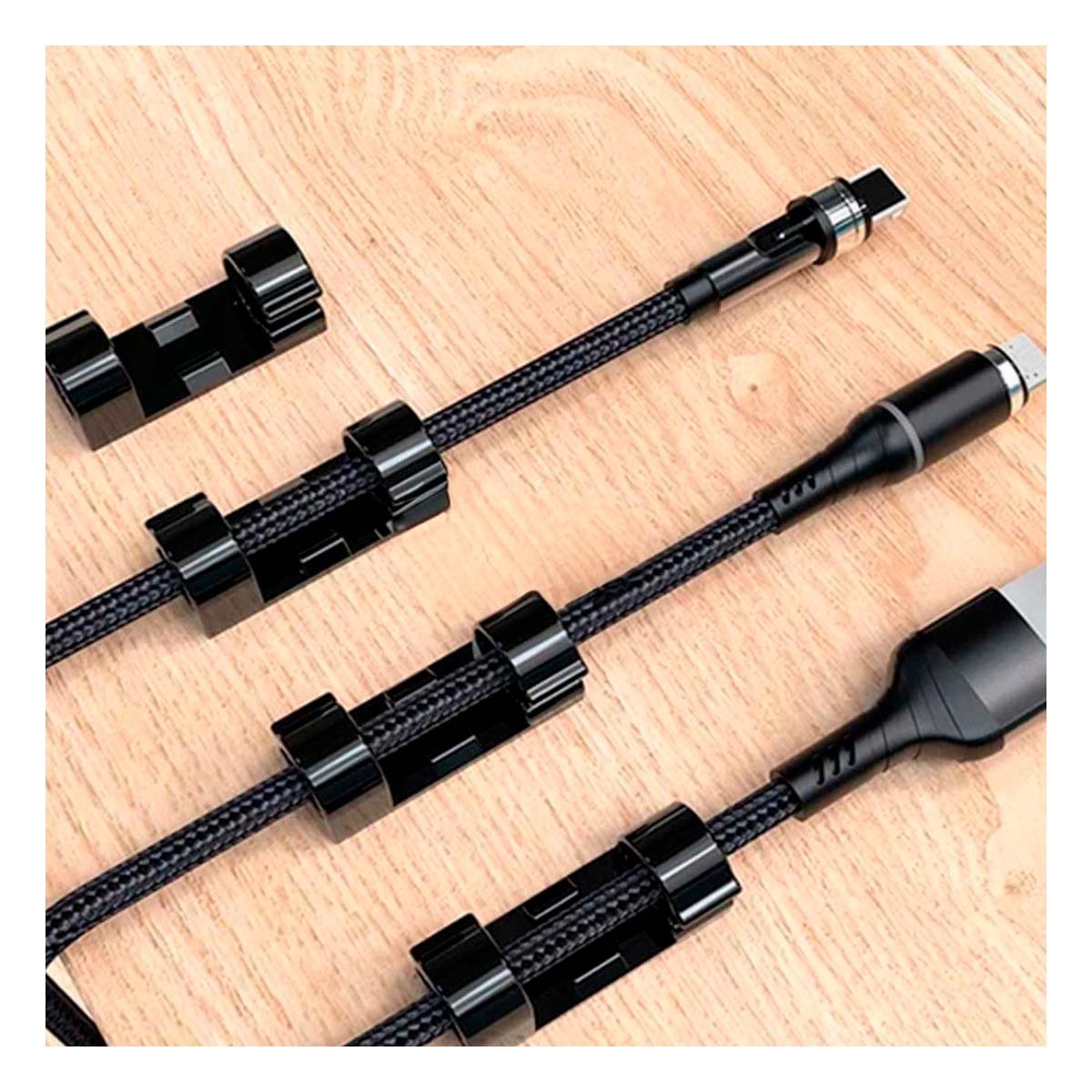 PACK2 SUJETADORES ORGANIZADORES PARA ESCRITORIO Y CABLES SET COLOR NEGRO DE 16 PIEZAS - 2