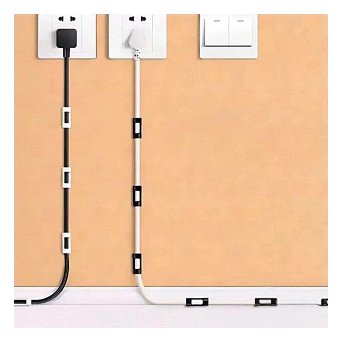 PACK2 SUJETADORES ORGANIZADORES PARA ESCRITORIO Y CABLES SET COLOR NEGRO DE 16 PIEZAS - 5