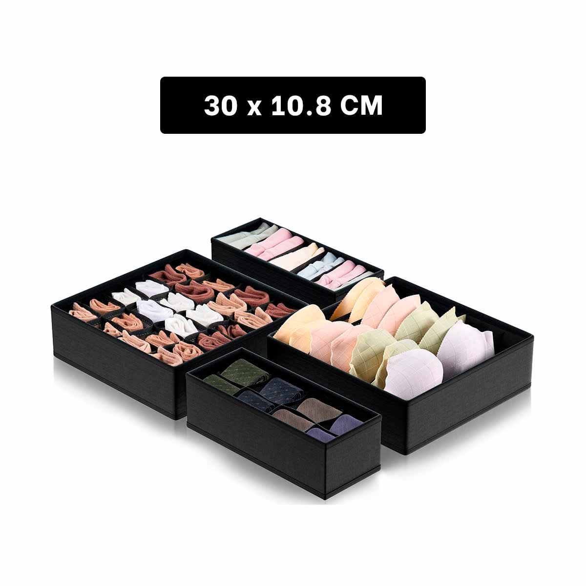 SET ORGANIZADOR NEGRO DE 4 PIEZAS PARA CAJON DE ROPA INTERIOR Y+PAPEL REGALO - 4
