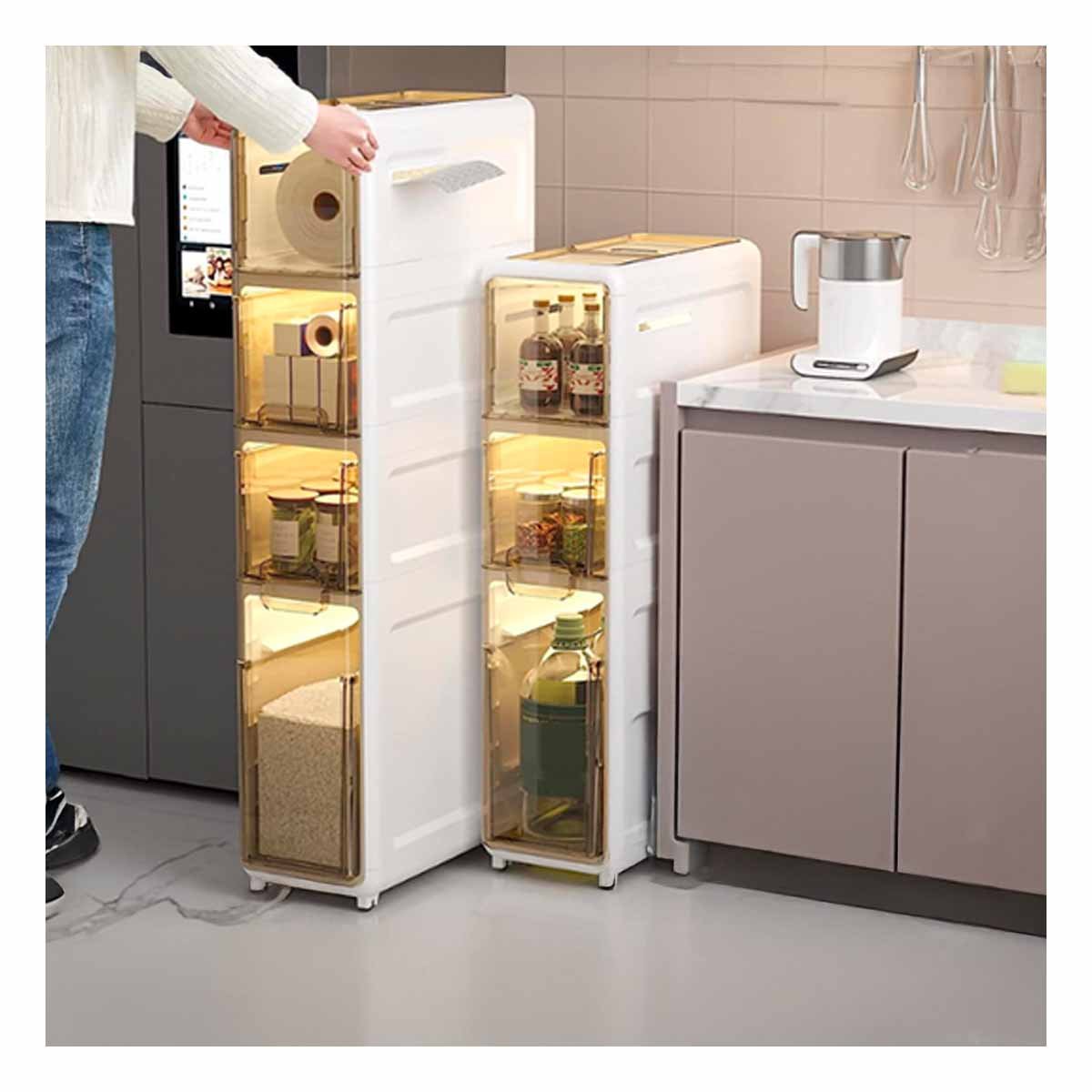 ORGANIZADOR BLANCO DE 3 NIVELES CON PUERTAS Y RUEDAS PARA ALMACENAMIENTO - 1